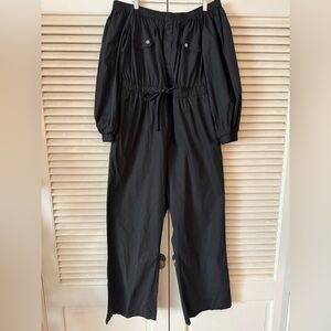 MARE MARE X ANTHROPOLOGIE COTTON OFF THE SHOULDER BLACK JUMPSUIT SIZE LARGE